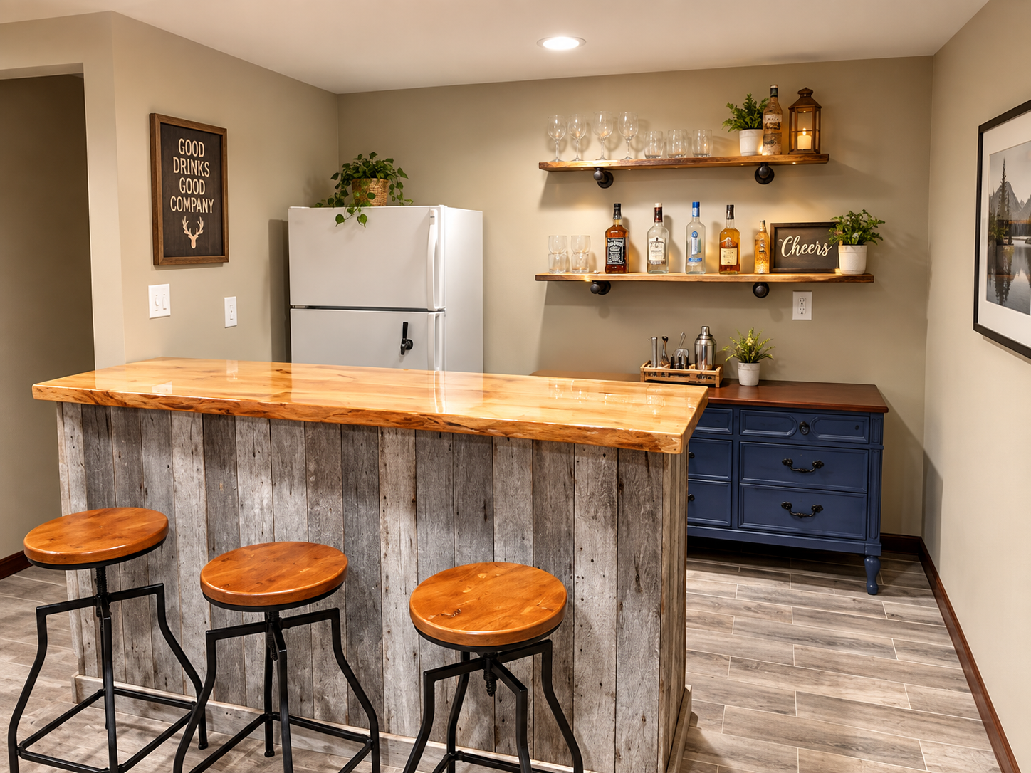 Dry bar and entertainment area
