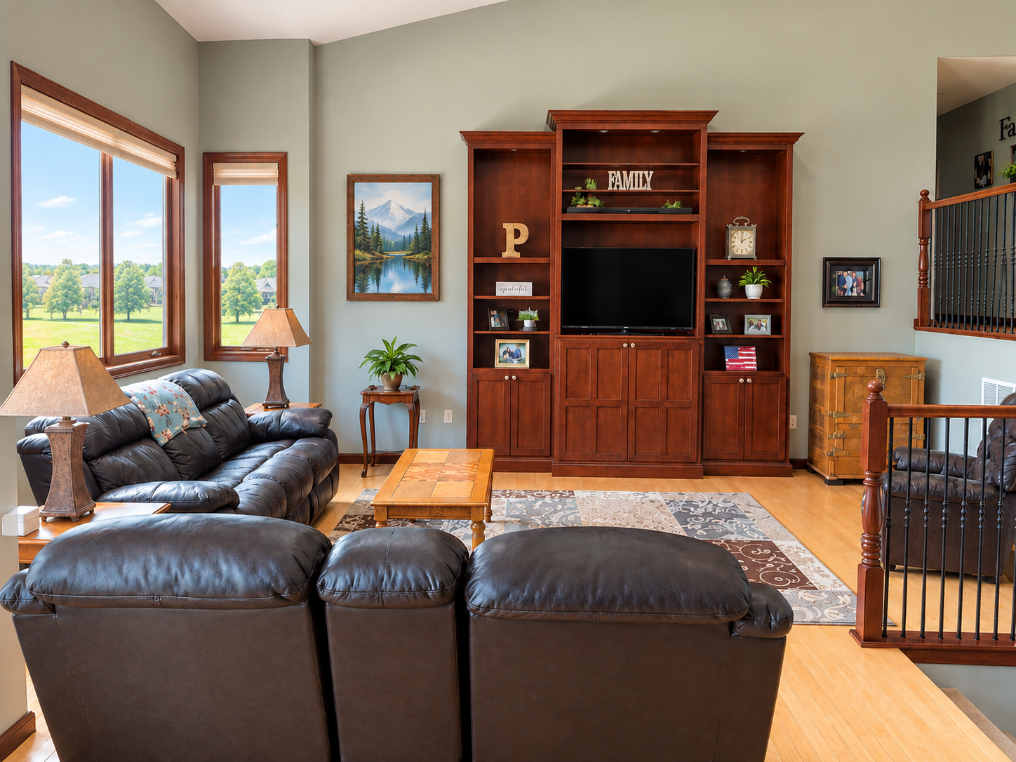 Living room and built-ins